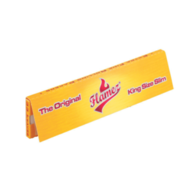 Image of Flamez Yellow King Size Slim rolling papers, a high-quality and ultra-thin paper for rolling herbs.