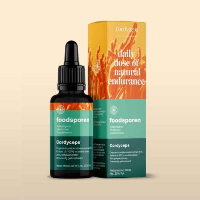 Photograph of Cordyceps Tincture from Foodsporen, displaying a liquid herbal extract made from Cordyceps mushrooms, recognized for their potential health-enhancing properties.