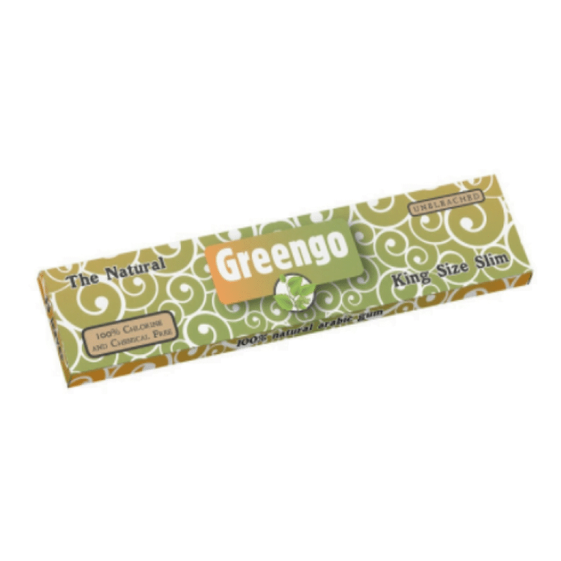 An image of 'Greengo Rolling Papers (King Size Slim),' a type of rolling paper designed for larger, slimmer rolling, offering an eco-friendly option for smokers.