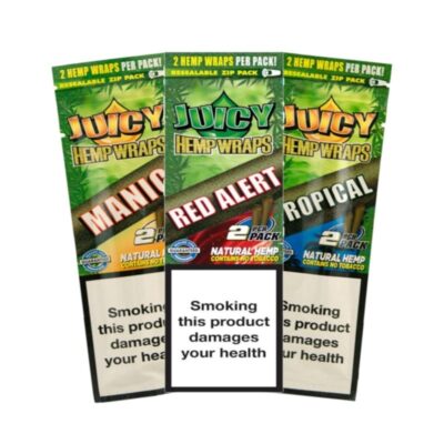 An image of 'Juicy Hemp Wraps,' a popular brand of hemp-based wraps used for rolling and enjoying herbal or tobacco products.