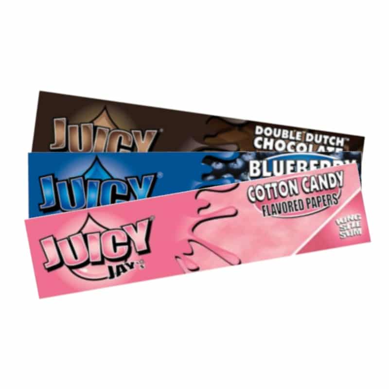 An image of 'Juicy Flavored Rolling Papers,' a well-known brand of flavored rolling papers used for enhancing the taste of rolled herbs or tobacco.