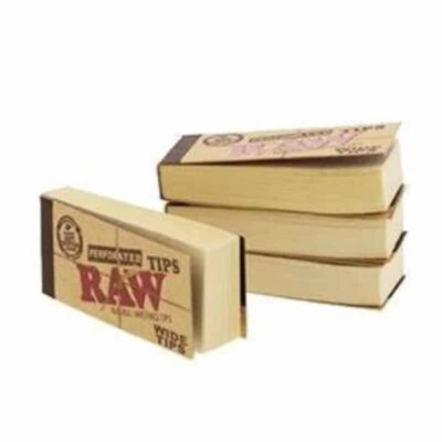 RAW Wide Tips - Perforated: Perforated, unbleached tips by RAW, designed for easy rolling and a satisfying smoking experience.