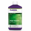 An image featuring Plagron Alga Bloom, a plant nutrient product, emphasizing the product packaging and its role in promoting organic and sustainable flowering and fruiting of plants.
