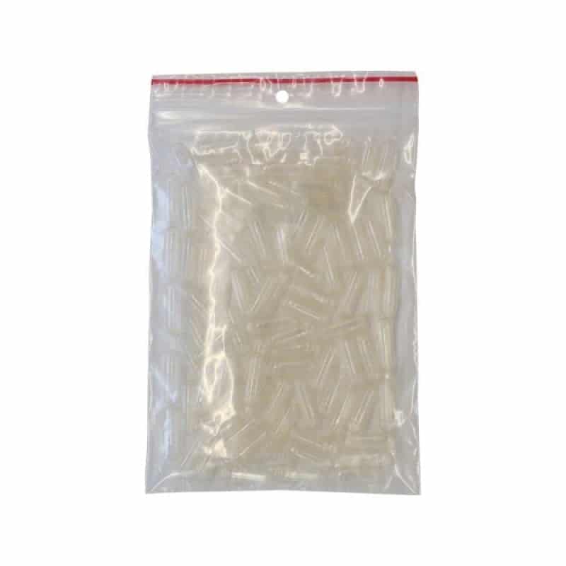 Image of transparent vegetarian empty capsules, suitable for encapsulating various supplements or medications, offering a clear and plant-based solution for convenient consumption.