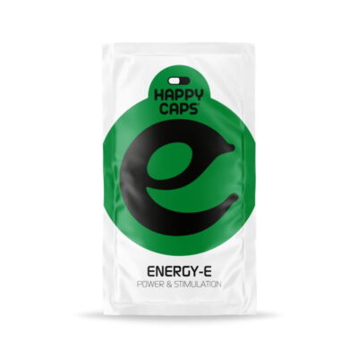 An image of 'Energy-E from Happy Caps,' a product known for its potential energizing and mood-enhancing effects.