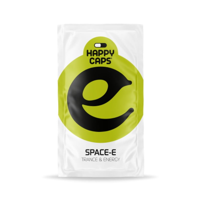 An image of 'Happy Caps Space E,' a product known for its potential mood-enhancing and cognitive effects.