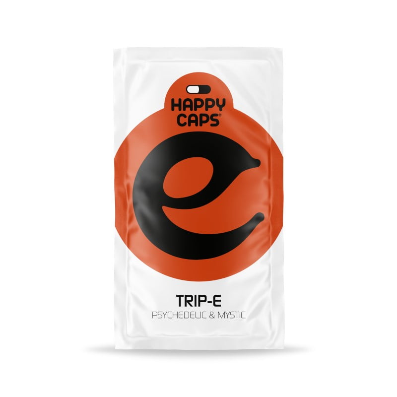 An image featuring 'Happy Caps Trip E,' a product often associated with mood enhancement and potential cognitive effects.