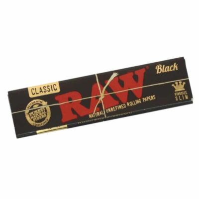 RAW Black King Size Slim Rolling Paper: Ultra-thin, unbleached, and stylish rolling papers for a premium smoking experience.