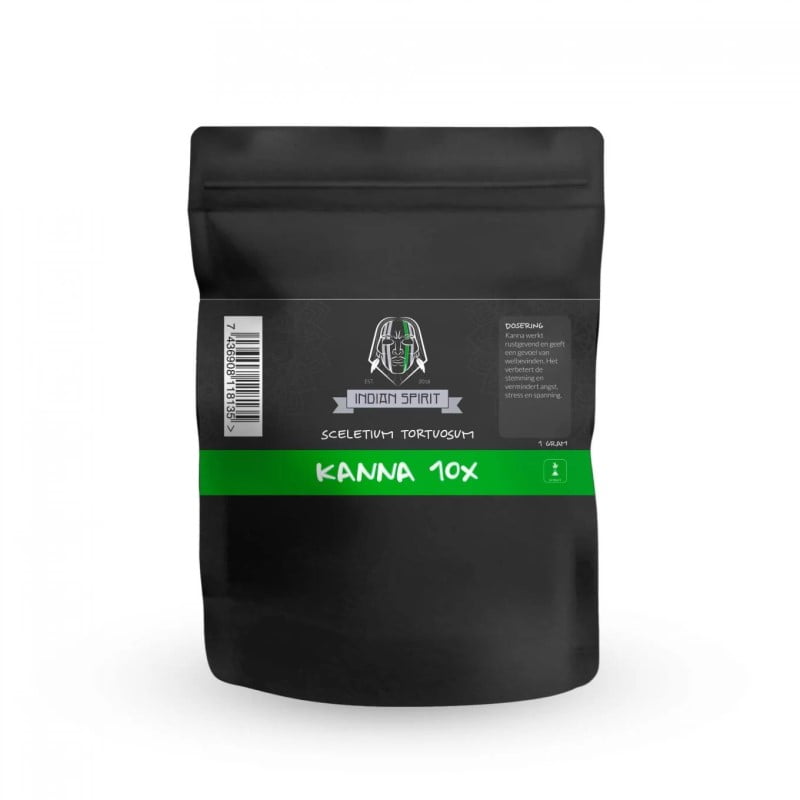 An image of 'Kanna 10x Extract from Indian Spirit,' a concentrated extract derived from the Kanna plant, known for its potential mood-enhancing and relaxation effects.