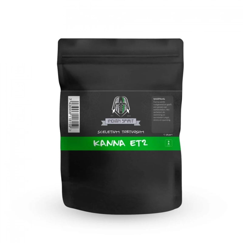 An image of 'Kanna ET2 Extract from Indian Spirit,' a concentrated extract derived from the Kanna plant, celebrated for its potential mood-enhancing and relaxation-inducing properties.