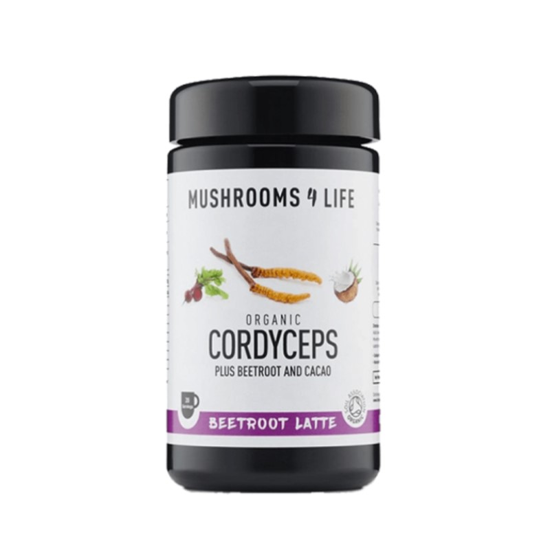 Cordyceps Beetroot Latte from Mushrooms4Life with a content of 120 grams.