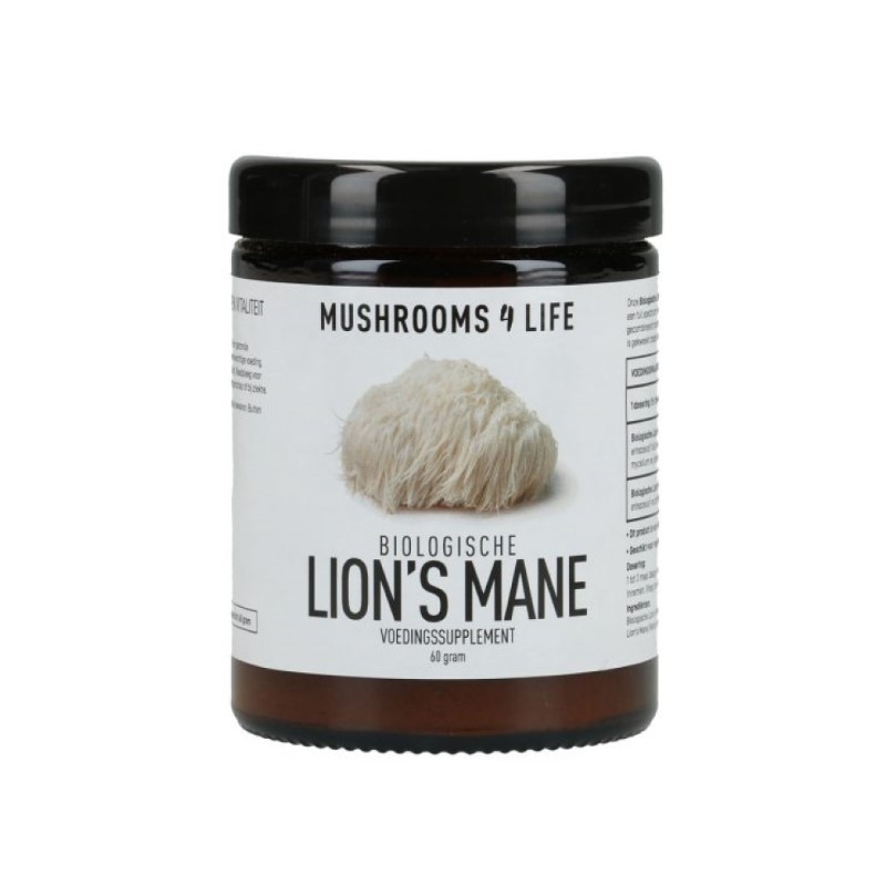 Lion's Mane Powder from Mushrooms4Life with a content of 60 grams.