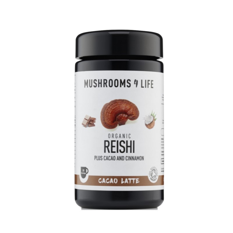 Reishi Cacao Latte from Mushrooms4Life with a content of 140 grams