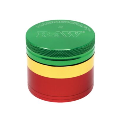 Grinder with Rasta colors originated from a collaboration between RAW x Hammercraft